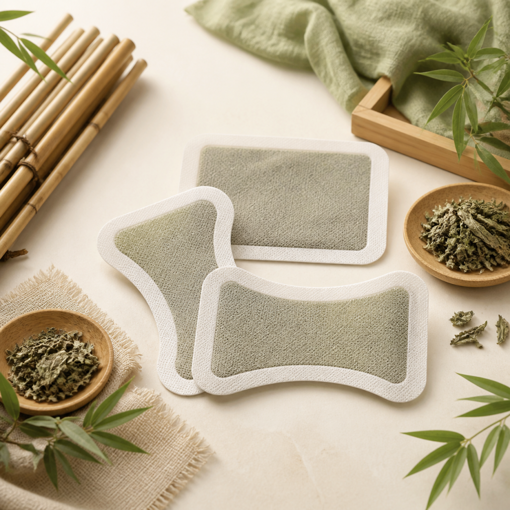 Unbranded waist and abdomen herbal patch formats arranged with mugwort